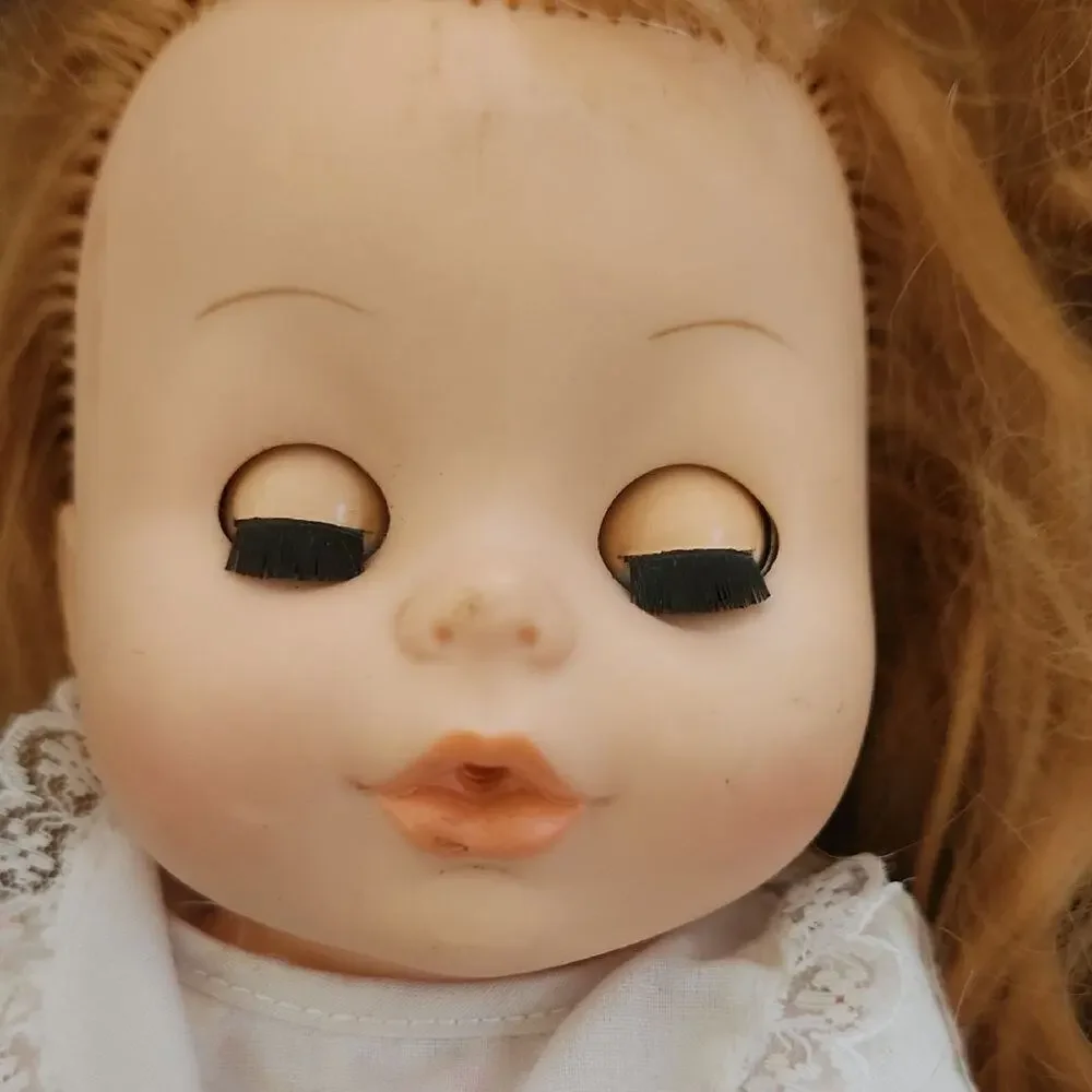 Adorable Vintage Horsman Blonde Doll with White Dress